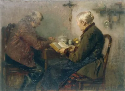 Old Farm Couple At Table