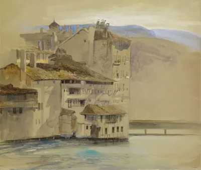 Old Houses On The Rhone Island Geneva