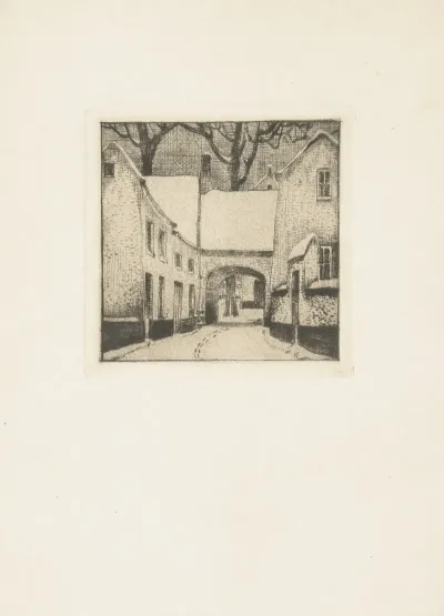 Old Houses With A Gate Leading To A Small Square