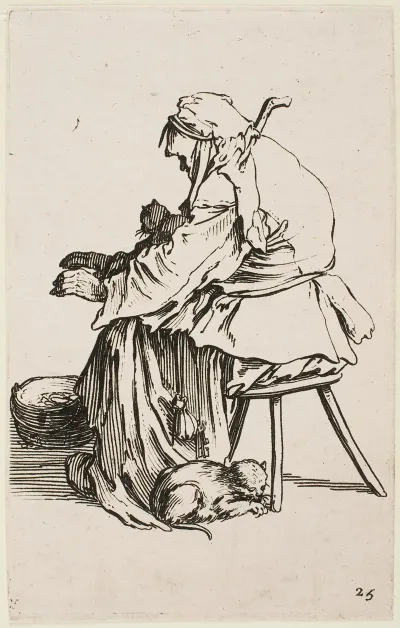 Old Lady With Cats