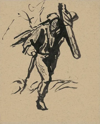 Old Man Carrying A Cross