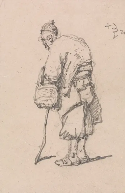 Old Man Leaning On A Stick 2