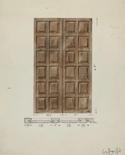 Old Paneled Doors Main Entrance To Monastery