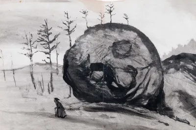 Old Woman And A Sleeping Rock