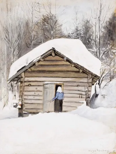 Old Woman At The Sauna Door