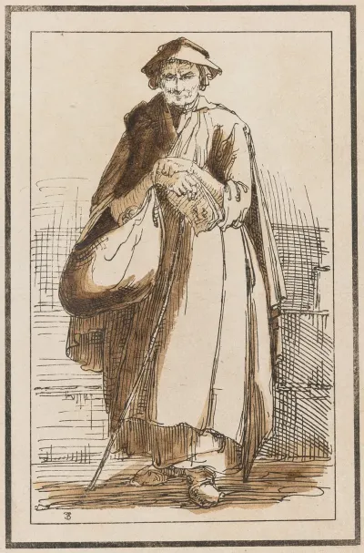 Old Woman In Cloak With Clasped Hands