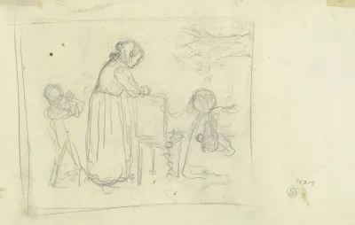 Old Woman In Front Of A Chair