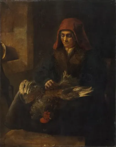 Old Woman Plucking A Fowl