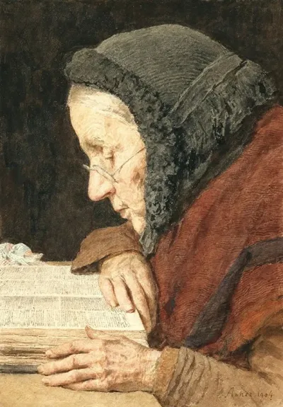 Old Woman Reading The Bible 2