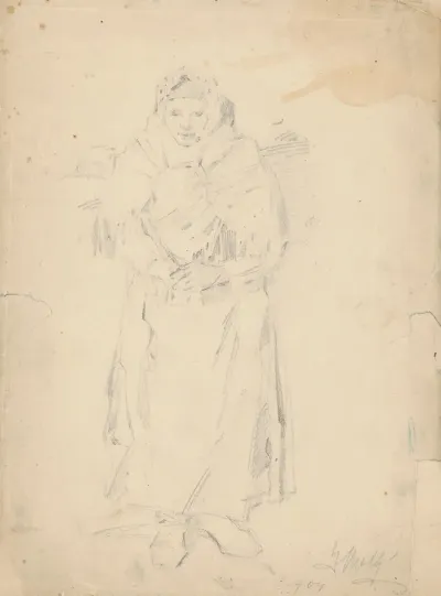 Old Woman With A Hamper Study Of A Woman Carrying Twigs
