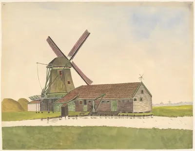 Oliemolen De Zoeker Met Schuur Hijskraan En Stilletje