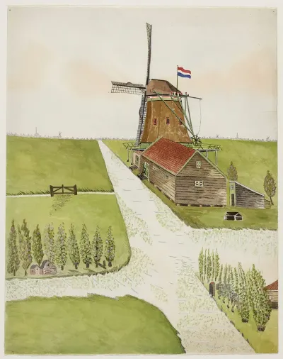 Oliemolen De Zoeker Versierd Ter Gelegenheid Van De Bevrijding Mei 1945