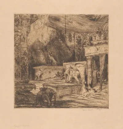 Olifanten En Figuren Bij Een Tempel