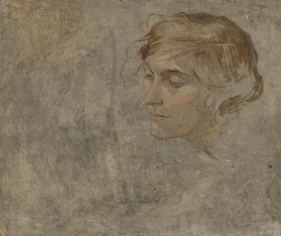 Olskizze Mit Portrait Einer Frau
