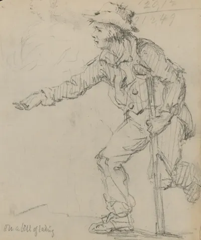 On A Bill Of Lading Young Boy With Crutch