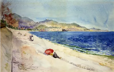 On The Beach Below The Promenade Des Anglais Nice France