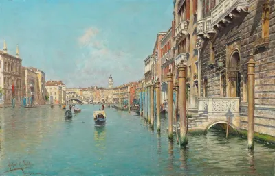 On The Grand Canal The Rialto Bridge Beyond Venice