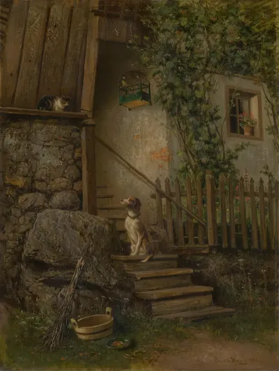 On The Porch Dog And Cat