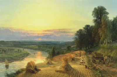 On The Ribble Near Preston Harvest Time