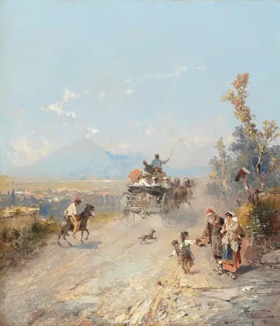 On The Way To Pompeii With Vesuvius Beyond