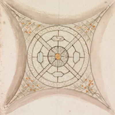 One Of Four Sketches Of Ceilings In The Vatican Gallery