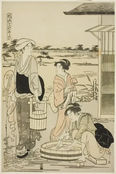 Ono No Komachi Washing The Copybook From The Series The Fashionable Seven Komachi Furyu Nana Komachi