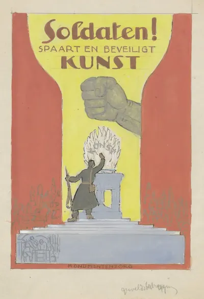 Ontwerp Affiche Voor Propaganda Kunstbescherming In Het Leger