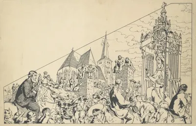 Ontwerp Van Het Vaantje Van Mirakuleus Beeld Van Den Zaligmaker Bedevaart Van Hakendover