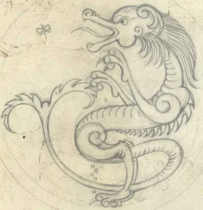 Ontwerp Voor Draak In Medaillon