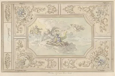 Ontwerp Voor Een Plafondschildering Met Eer Gekroond Door De Tijd
