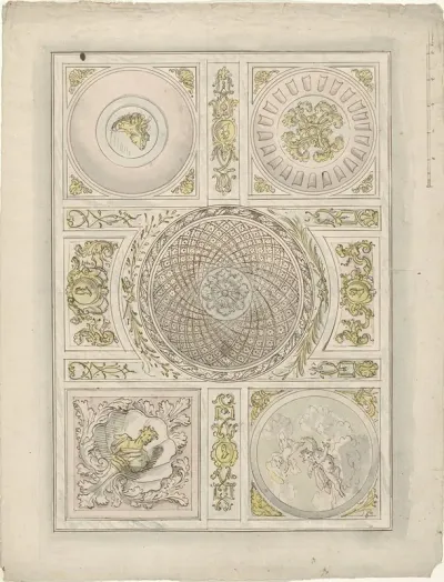 Ontwerp Voor Een Plafondschildering Ornamentale Vlakvulling