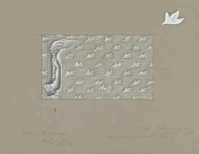 Ontwerp Voor Een Watermerk Van Een Bankbiljet Een Hand Met Fakkel Op Een Achtergrond Van Bladeren