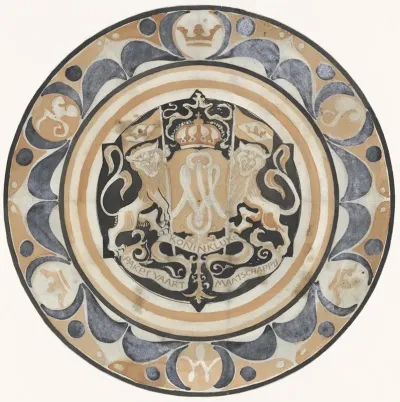 Ontwerp Voor Gedenkbord Van De Kpm Bij De Geboorte Van Prinses Juliana In 1909