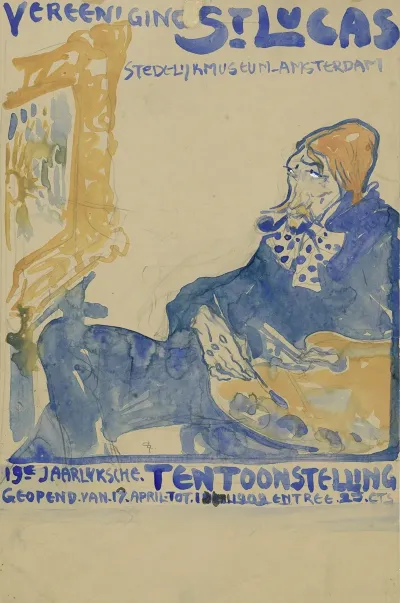 Ontwerp Voor Het Affiche Van De 19e Jaarlijkse Tentoonstelling Van Vereening St Lukas In Het Stedelijk Museum Te Amsterdam