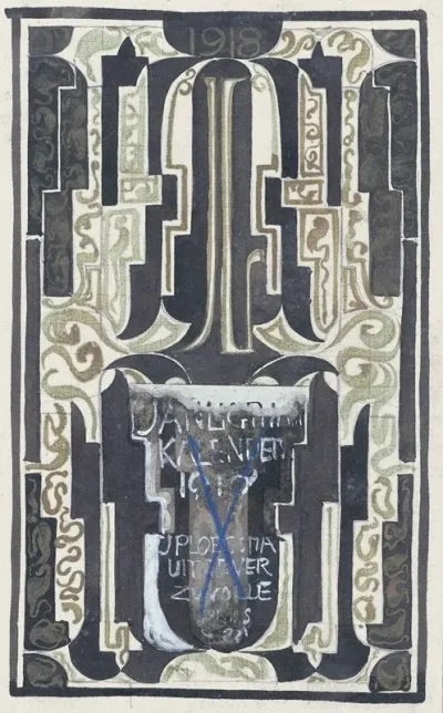 Ontwerp Voor Jan Ligthart Kalender Voor 1918