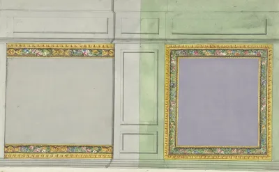 Ontwerp Voor Kamerversiering Met Twee Rechthoekige Panelen In Paars En Grijs
