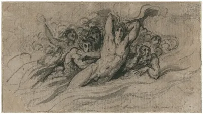 Ontzetting Angstige Figuren In Vlammen Of Golven