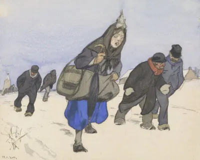 Oorlogsvluchtelingen In De Sneeuw