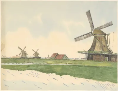 Op De Voorgrond Rechts Doppenmolen De Prolpot Aan De Hemmes Op De Achtergrond Links Twee Andere Molens