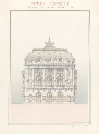 Opera Comique Facade Sur La Place Boieldieu