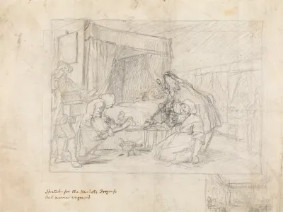 Operation Scene In A Hospital With Subsidiary Sketches In The Margin At The Lower Right