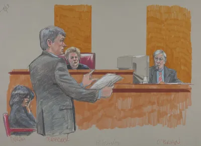 Oprah Winfrey Watches As Her Attorney Charles Babcock Questions Plaintiff Bill Obrien On The Witness Stand