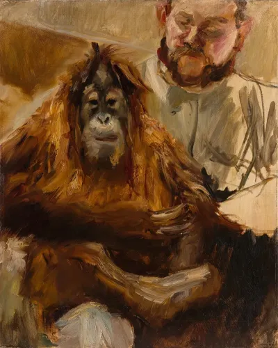 Orang Utan Seemann With His Keeper