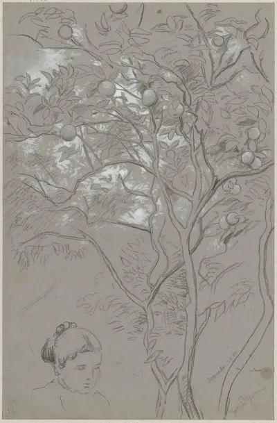 Orange Tree In Sorrento And Study Of A Female Head