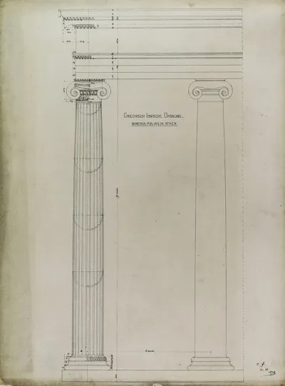 Orders Of Architecture Greek Ionic Order From The Temple Of Minerva Polias Athens Greece Elevation