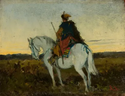 Oriental Rider On A White Horse
