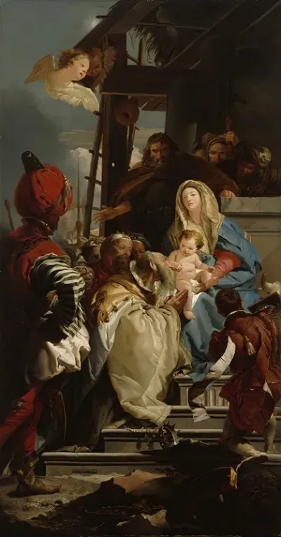 Oriental Sages Bowing To Christ