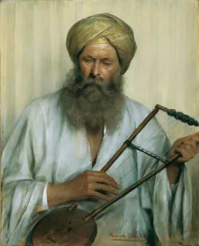 Orientale Mit Weisem Kaftan Und Gelbem Turban