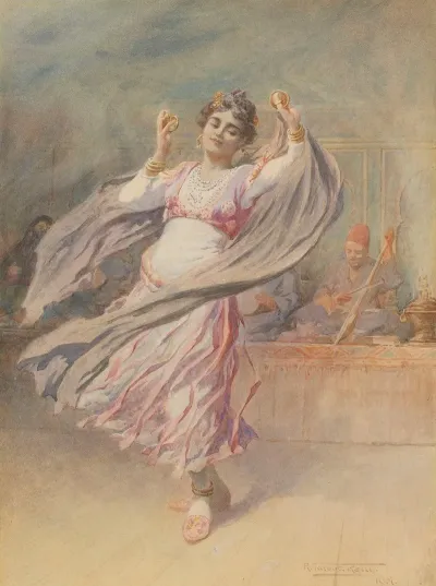 Orientalische Tanzerin Mit Musikern