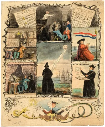 Origineel Gekleurde Spotprent Tegen Conscience Bij De Tweede Uitgave Van Het Wonderjaer 1843